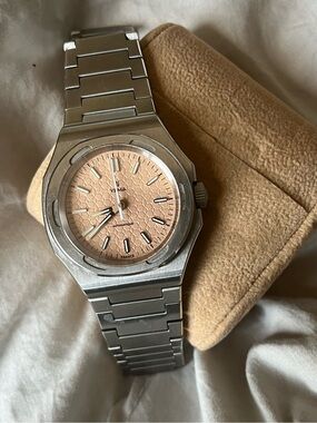 Yema Stainless Steel Watch with Salmon Dial